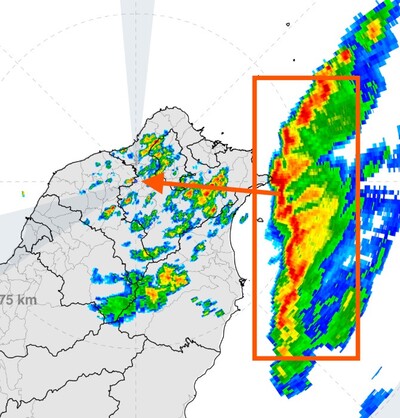 新北市EOC-114年7月24日下午1:55雨情更新-雷達回波圖